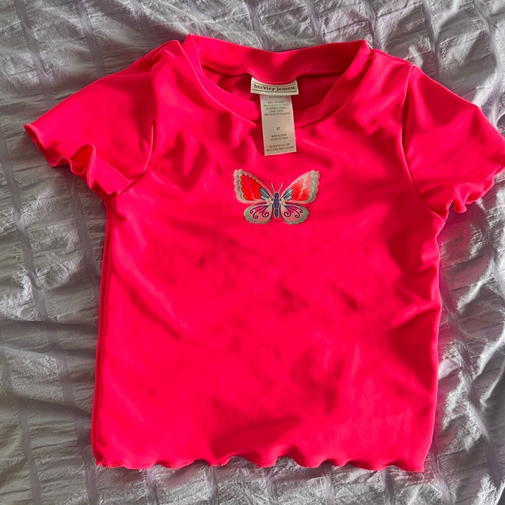 Butterfly Embellished Pink Kids Tee